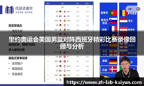 里约奥运会美国男篮对阵西班牙精彩比赛录像回顾与分析